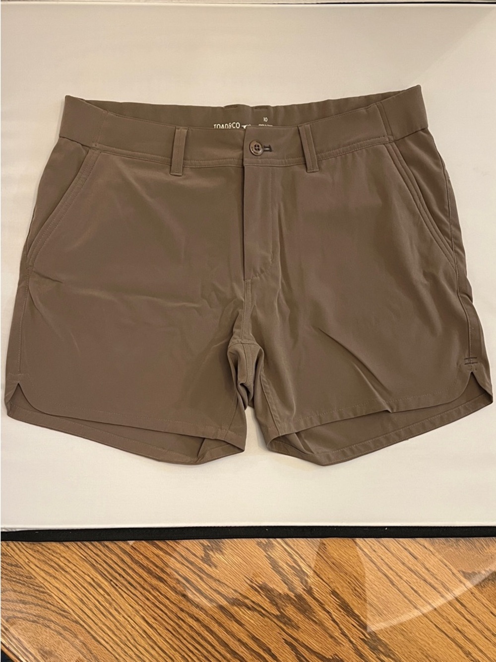 Toad&Co women’s Flat Front Shorts - dark beige. Size 10